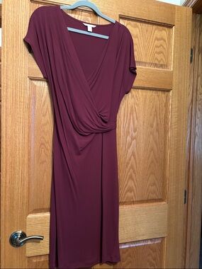 Banana Republic Burgundy Wrap-Style Midi Dress